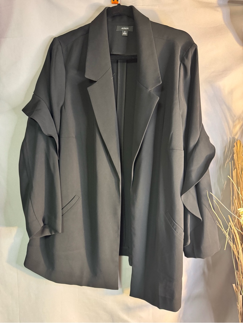 Alfani Black Relaxed Open-Front Blazer